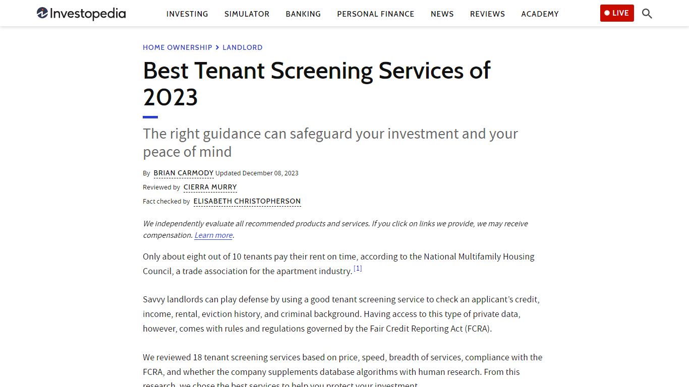 The 7 Best Tenant Screening Services of 2023 - Investopedia